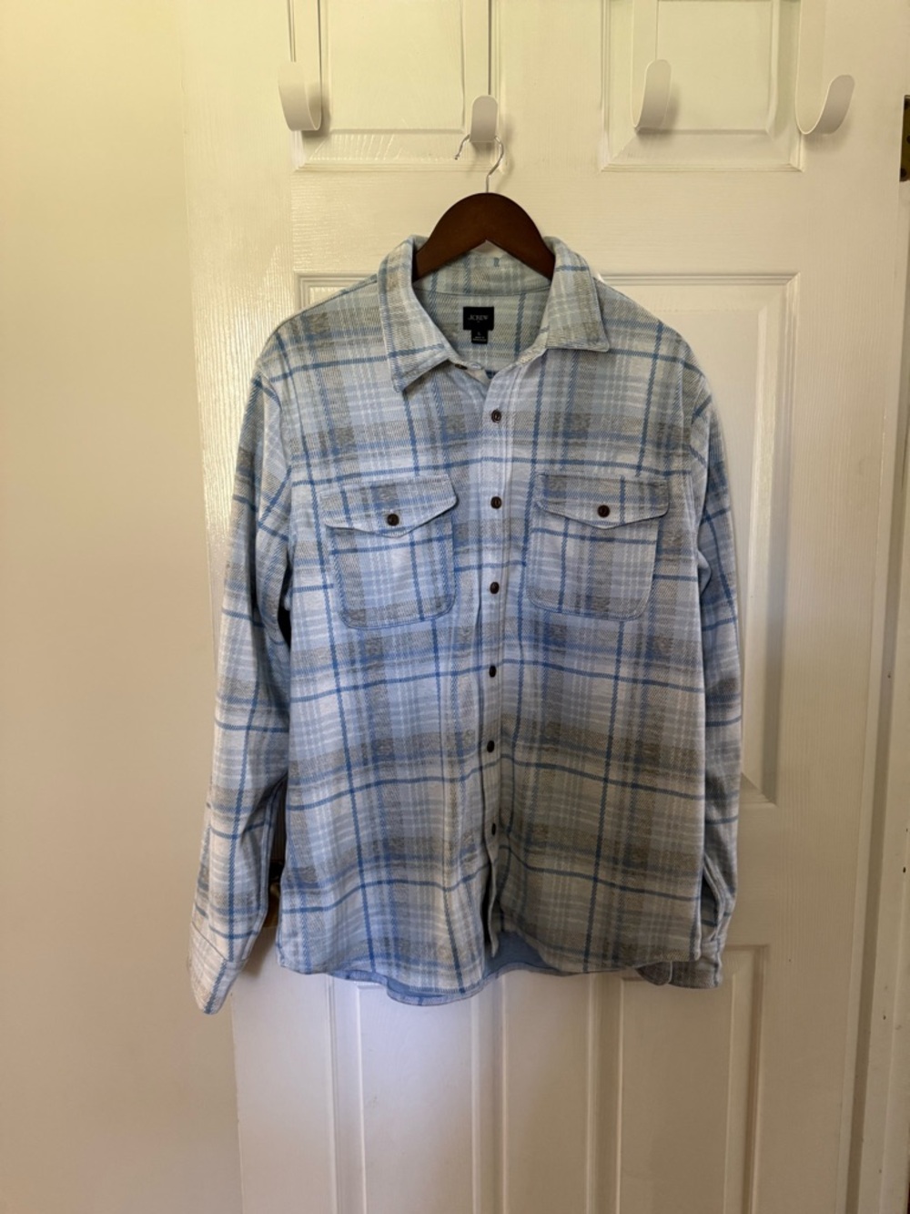 NWT J. Crew Chamois Work shirt Blue Plaid Men’s Large